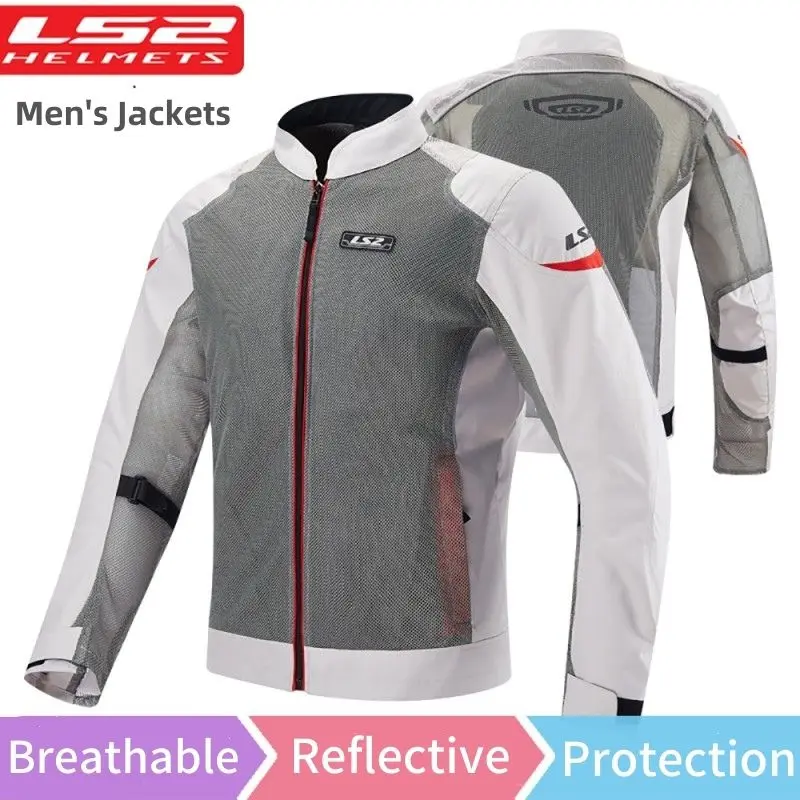 LS2 Summer Polyester Motorcycle Jacket Armor Men CE Certified Motorcyclist Racing Jacket Clothing Women Motocross Body Armor