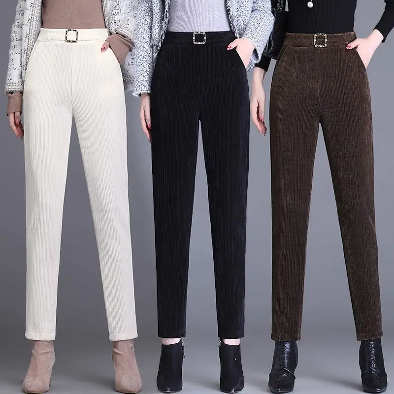 

2024 Autumn/Winter New Chery Casual Straight Pencil Pants Plush Thickened Loose Fashion Korean High Waist Harlan Pants