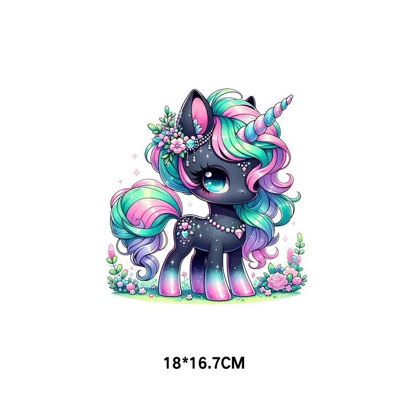 Cartoon Cute Unicorn Heat Transfer patch for clothing DIY children\'s printing, used for clothing ironing applications
