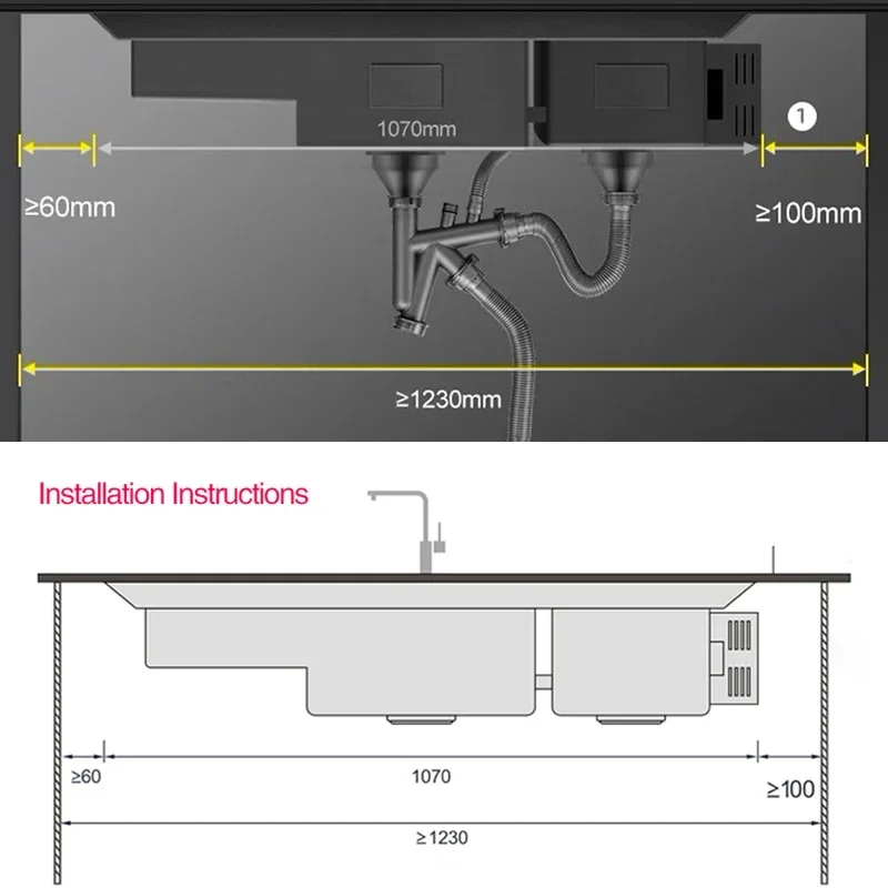 ASRAS-fregadero de cocina purificador inteligente, fregadero ultrasónico de gran tamaño, hecho a mano, 11550 NJH