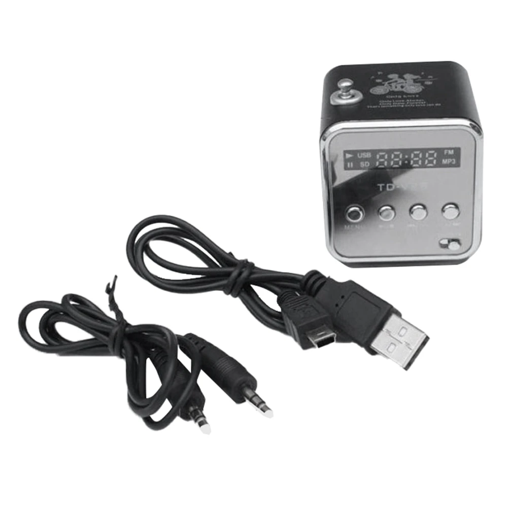 

A62T-TD-V26 Digital Portable Mini Fm Radio Receiver LED Loudspeaker Wireless Speaker MP3 Support SD/TF Card Black