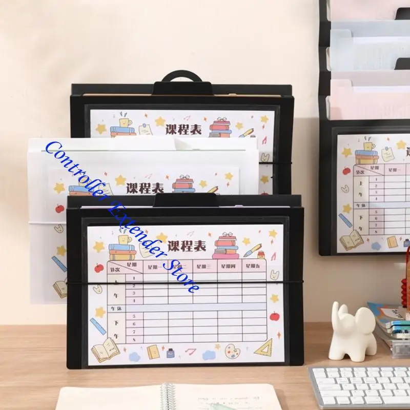 

N84B 6 Pocket Wall Hanging File Organizers Expanding Folder with Handle Portable Document Bag Large Capacity File Organizers