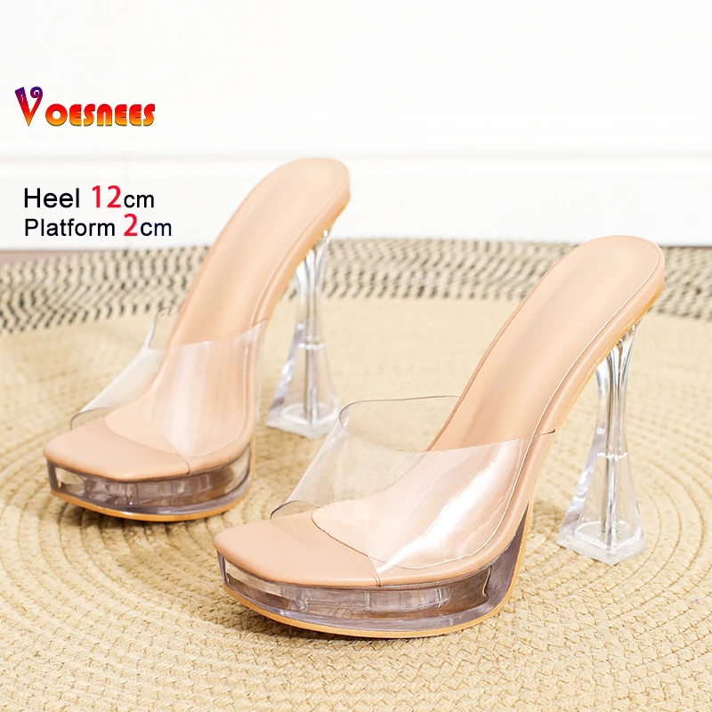 

Модные прозрачные тапочки из ПВХ с квадратным носком и кристаллами, летние женские босоножки на высоком каблуке, женская обувь на платформе для ночного клуба и клуба