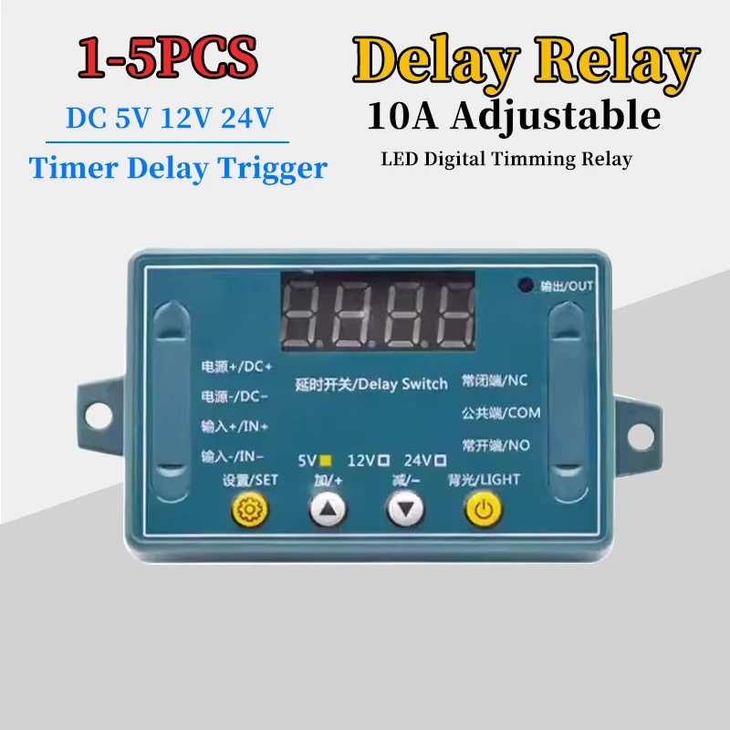 1/3pcs DC5V/12V/24V 10A 1 Channel Delay Time Relay Module Timing Optical Coupler Isolation Pulse Cycle Power off Trigger Module