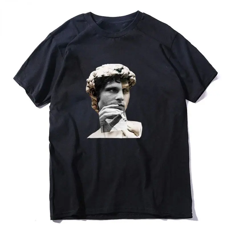 

Casual Funny David Print Men's T-irt Ultra Slim Fit Nine Sve Length Henry Collar Youth Trend Autumn Collection