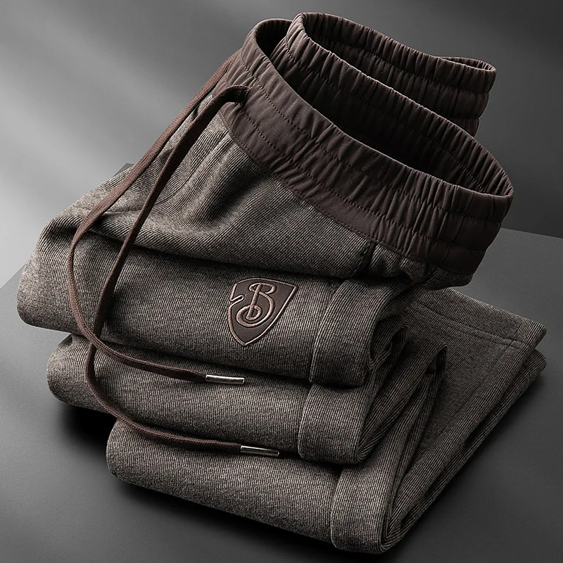 

Italian Sle Thiened Acetate Wool Men's Straight Leg Sweatpants Casual Autumn Winter High Waist Long Pants