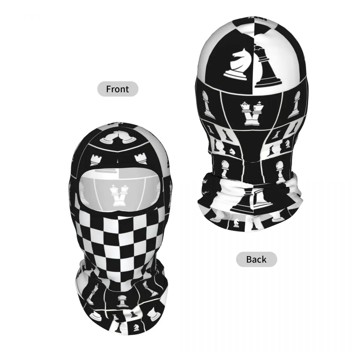 Chess Pieces On Board Chessboard Breathable Thin Balaclava Full Face Mask Sun Protection Neck Gaiter For Motorcycle Fishing