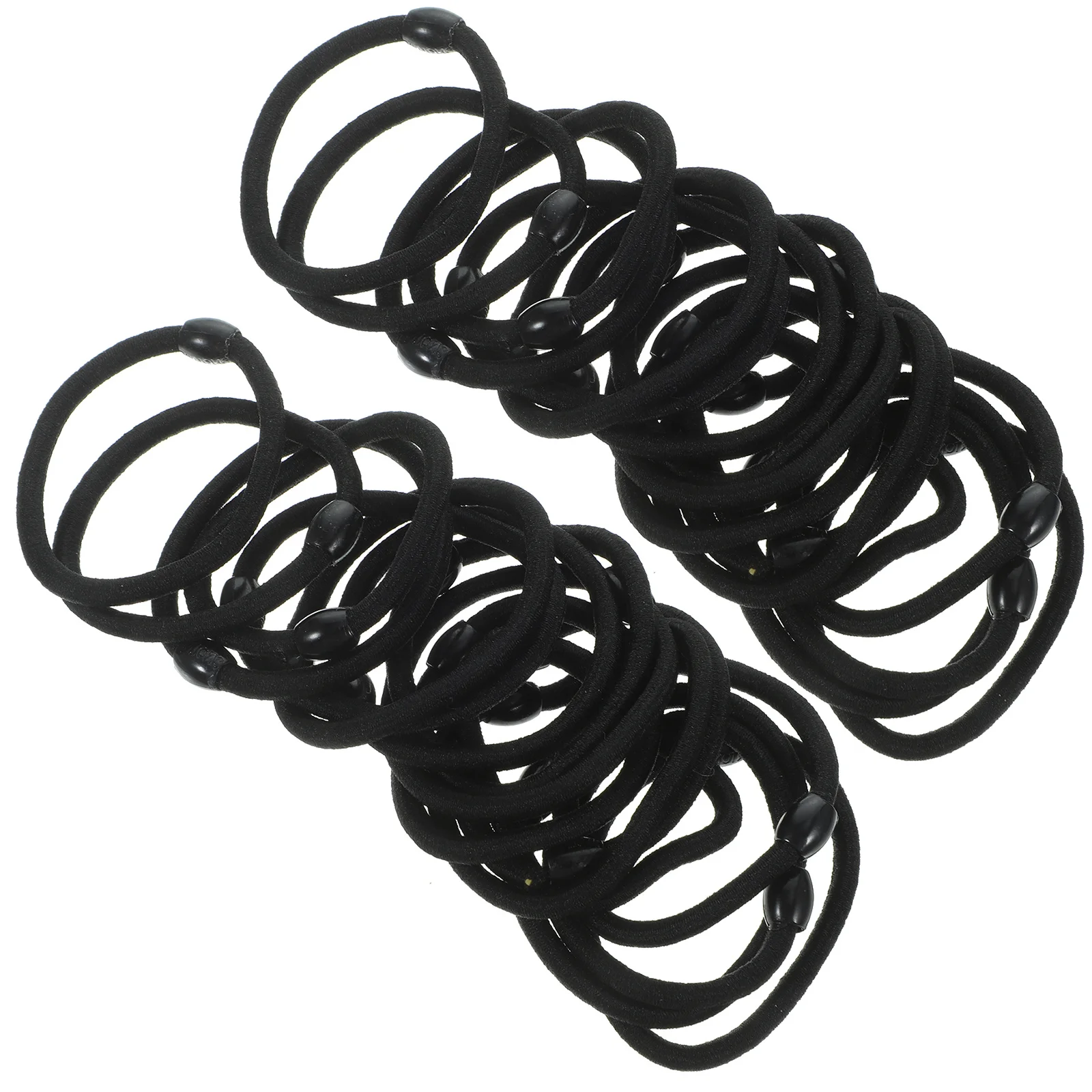 

100 Pcs Ponytail Elastic Hair Rope Ribbons Hairband Nylon Black Accessories