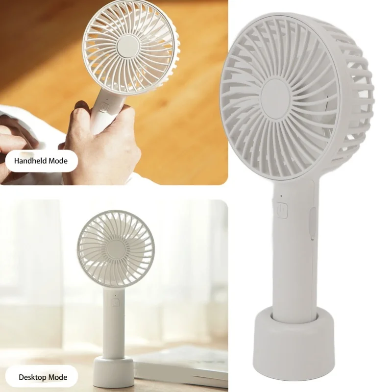 

Handheld Fan Quiet Long Lasting Running Rechargeable 3 Speed Portable Fan With Lanyard Base For Daily Use Beach Biking Camping