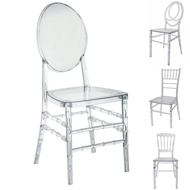 Hot sale transparent chiavari acrylic plastic stackable back banquet chair for wedding