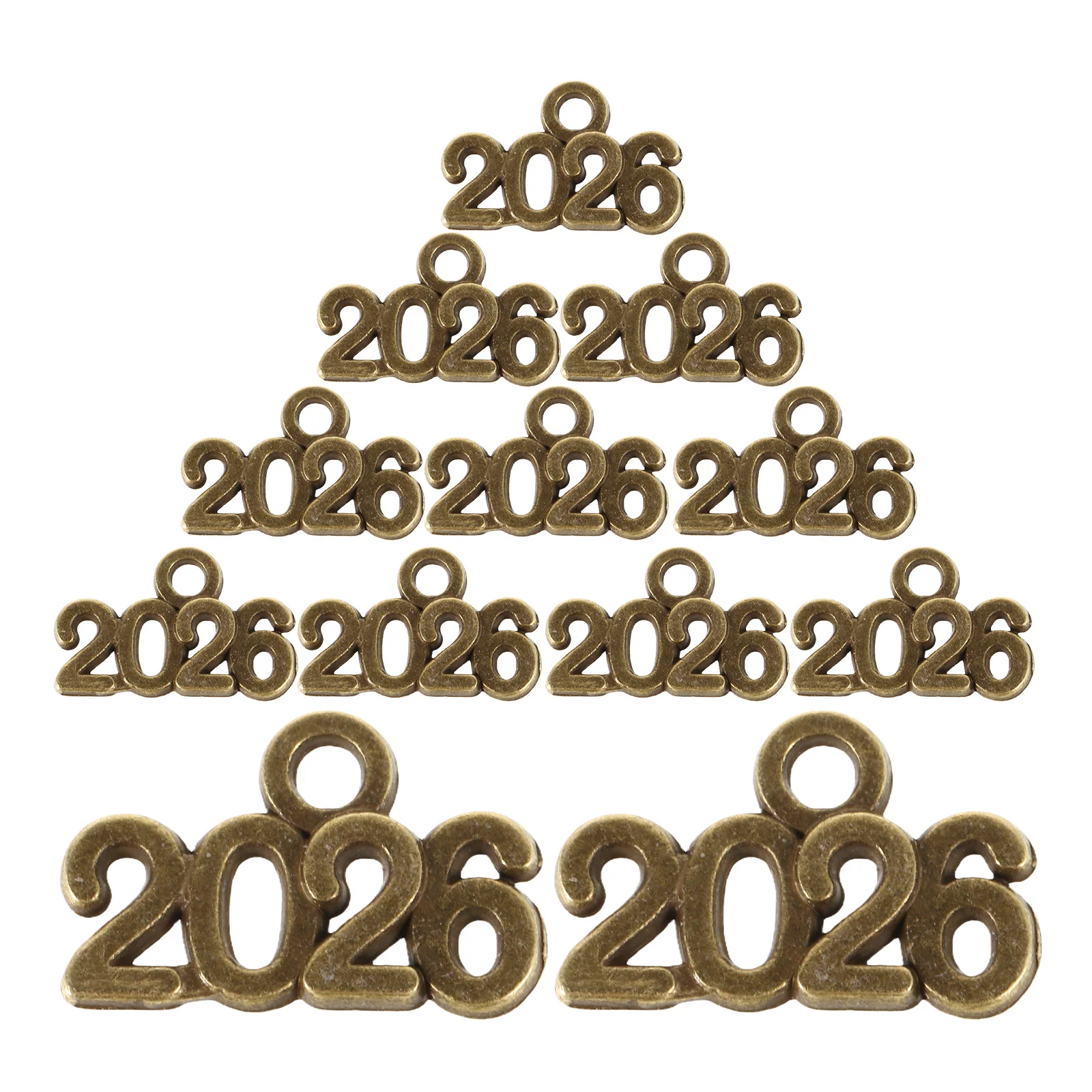 

100Pcs DIY Year Number Alloy Charms 2026 Commemorative Unique Metal Pendants Keychains Bracelet Making Craft Supplies