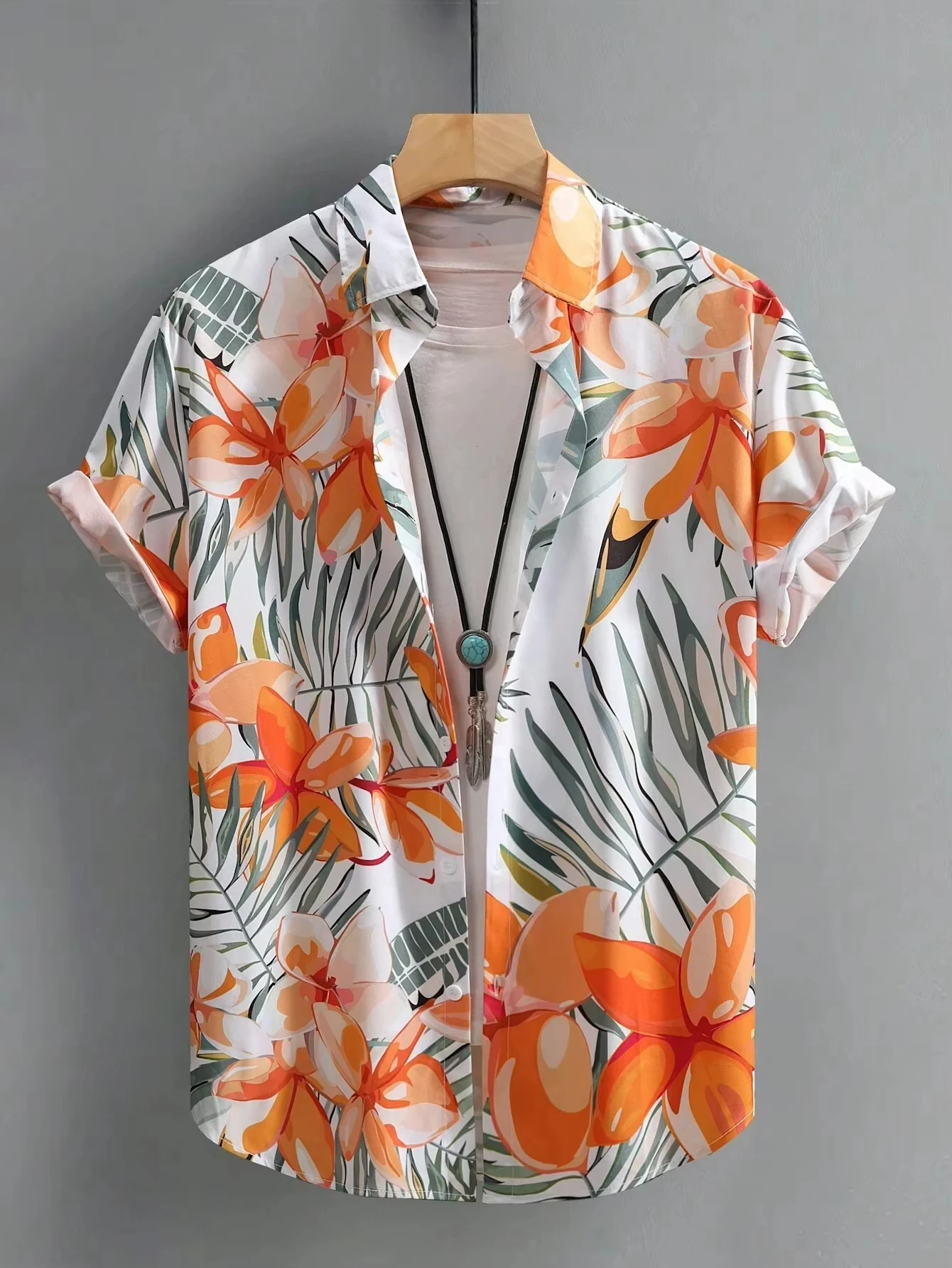 

Hawaiian Style Fresh Coconut Print Men's Short-sleeved Fashion 3D Shirt Summer Outdoor Vacation Fashion Short-sleeved Shirt