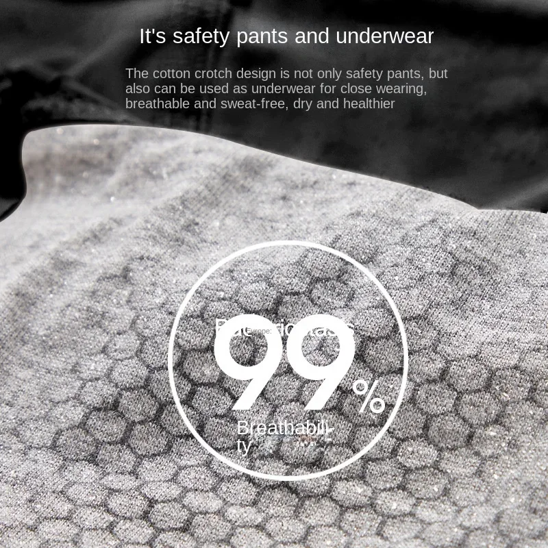 กางเกงเซฟตี้ลูกไม้สีขาวสำหรับผู้หญิงกางเกงขาสั้นลำลองไม่ลื่นทรงหลวมมีชายเสื้อใส่หน้าร้อน