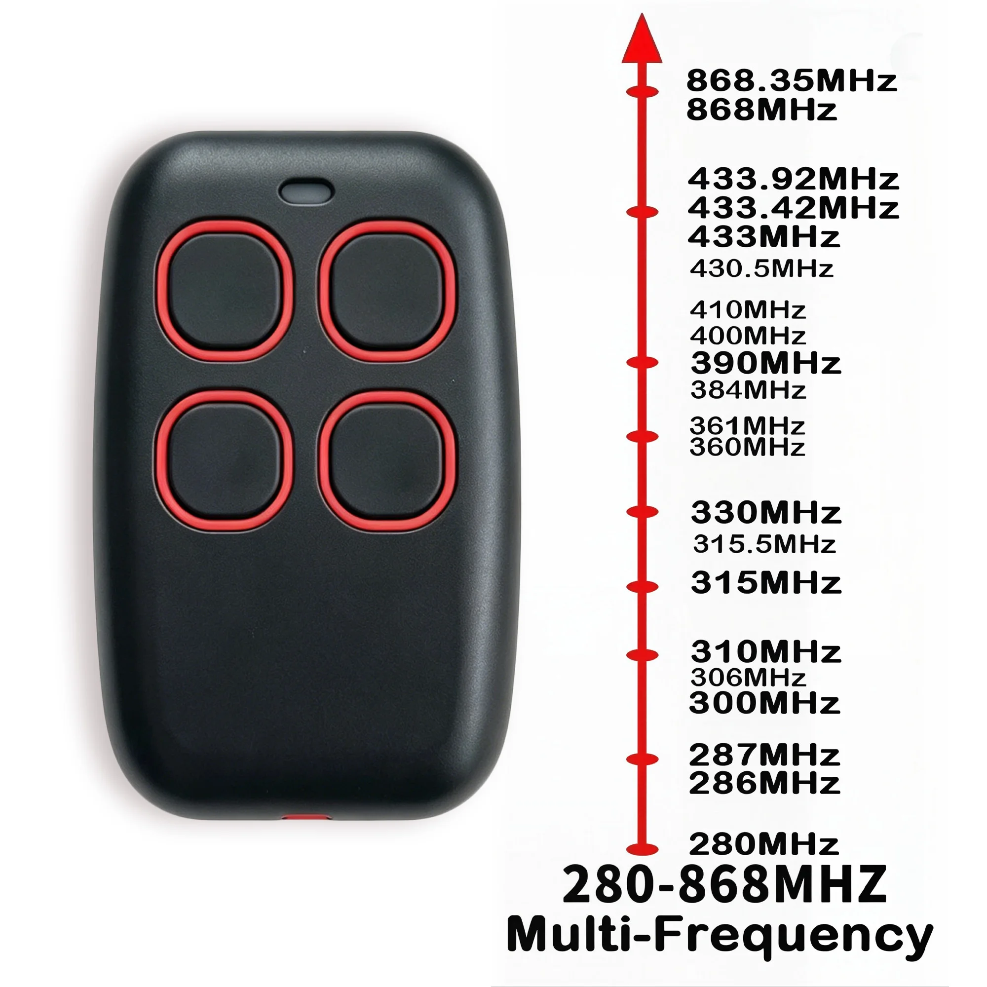 

Rolling Fixed Learning Code Clone Remote Key Fob 280‑868MHz Garage Door Gate Command Hand Transmitter