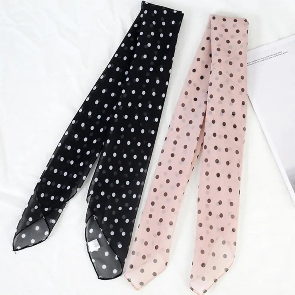 Women Scarf Dot Print Thin Neckerchief Breathable Neck Decoration Chiffon Collar Scarf Lady Head Neck Square Scarf