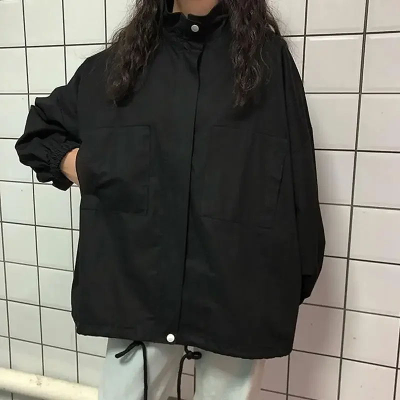 Kurtki damskie w stylu koreańskim cienka wiosna moda minimalistyczne płaszcze hipsterskie nowe wszystkie mecze Vintage główna ulica unisex nieformalne okrycie wierzchnie