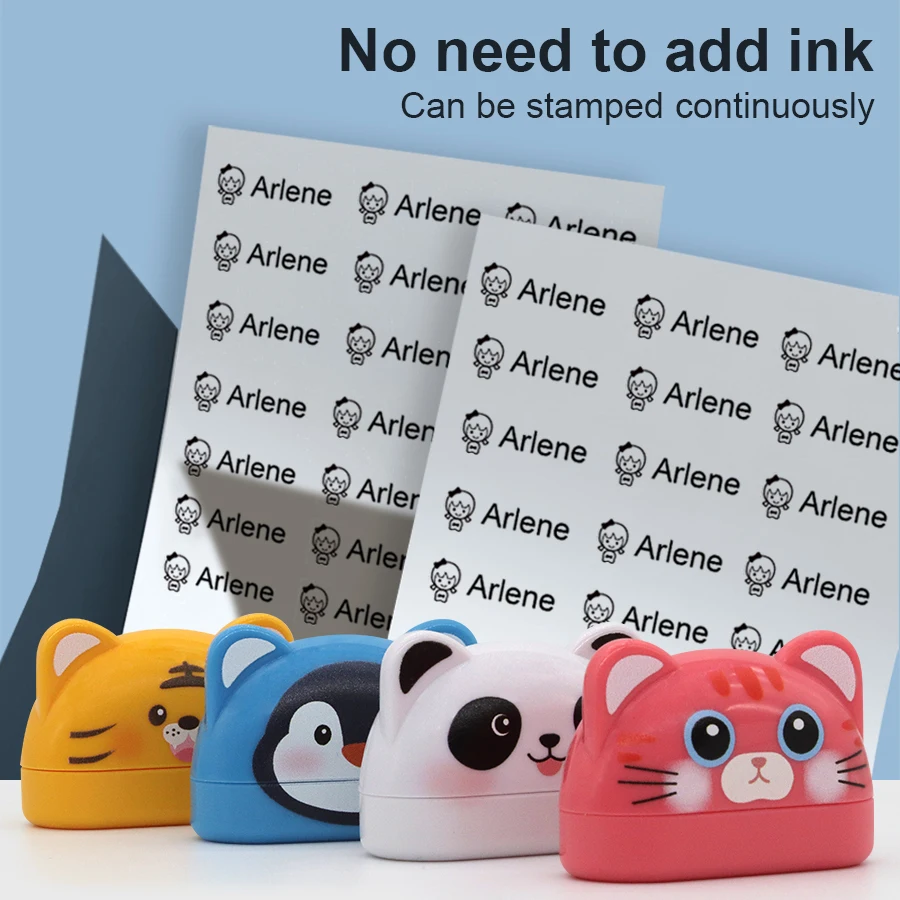 Customized Name Stamp Waterproof Toys Baby Student Clothing, Textiles, School Lunch Boxes Children Stamp Gifts Mini Cute kawayi