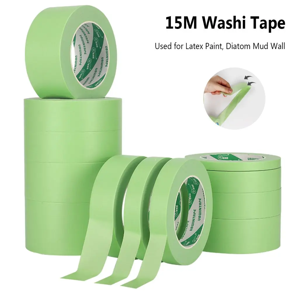15M Professional Art Latex Paint Washi Tape No Trace Weak Viscous Separation Paper DIY Decoration Household Masking Tape Outdoor