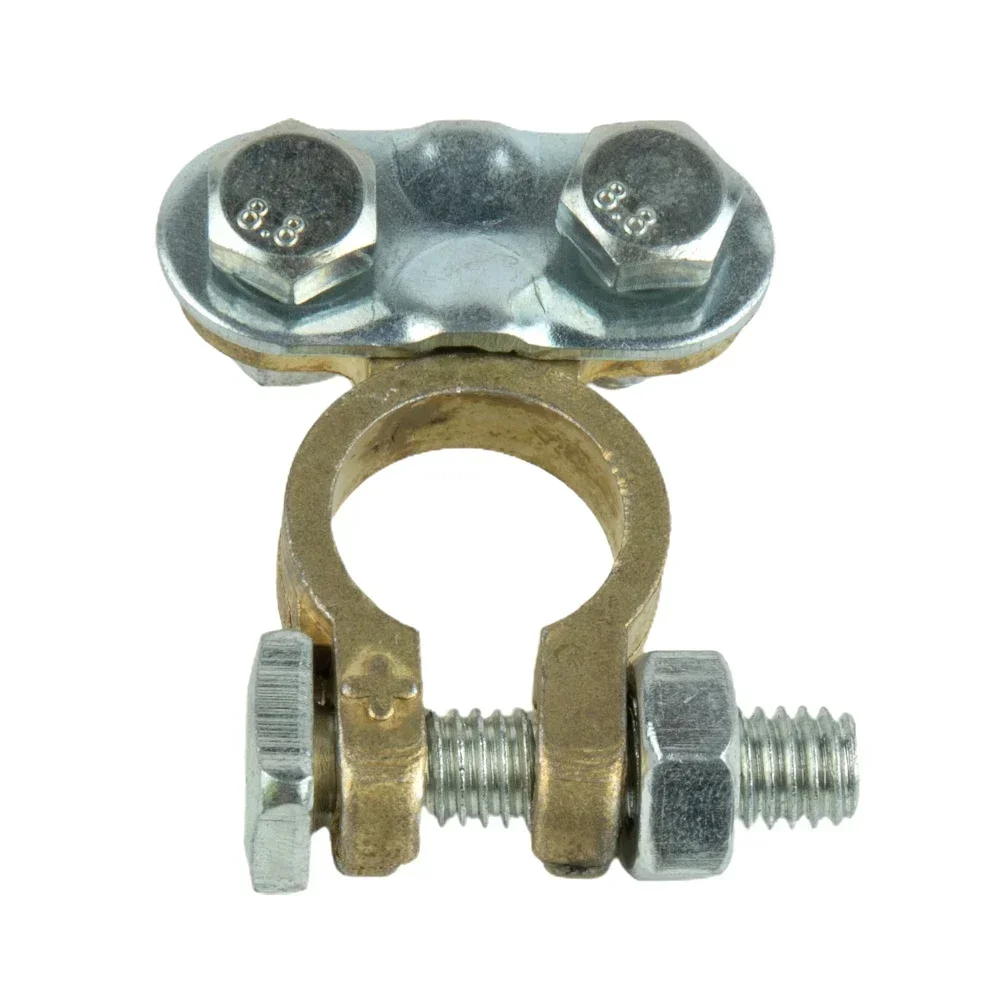 2Pcs 12V Brass/Aluminium Battery Terminals Screw Type Connectors Brass Aluminium Leisure Clamps Car Van Caravan Campervan
