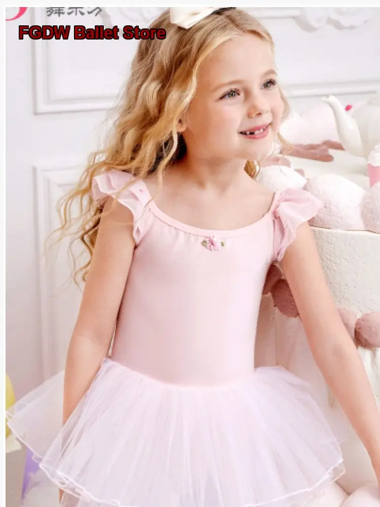 Girls' Summer Short Sleeve Dance Dress Chinese Jumping Skirt Dance Grade Examination Practice Leotard Short Sleeves