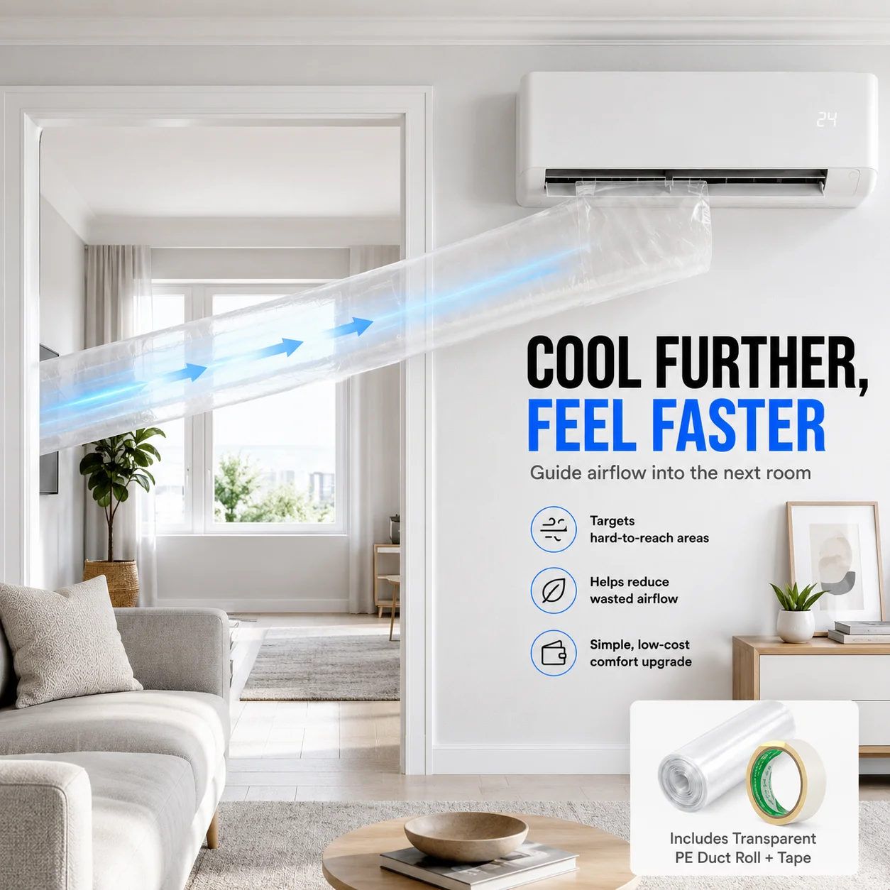 Versatile AC Blowing Bag Air Conditioner Blower Hose Duct for Home Bedroom Nursery Office Living Room Apartment Garage Use - view 2
