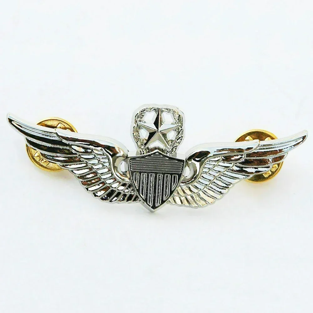 Vintage WINGS COMMAND PILOT METAL ARMY BROOCH PIN MILITARY US MEDAL BADGE SILVER