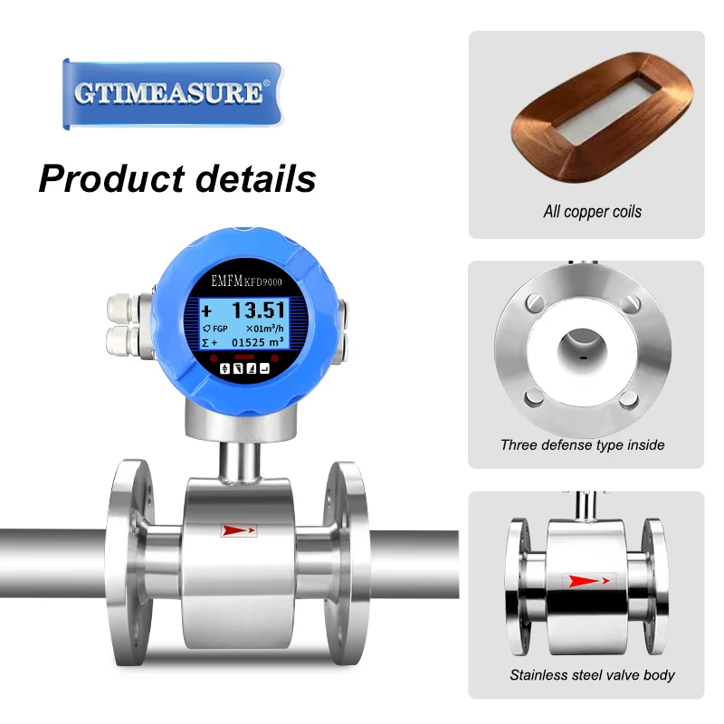Electromagnetic Water Flow Meter Sewage Wastewater Salt Solution Modbus Water Flow Meter Milk Flow Meter SS 304 316