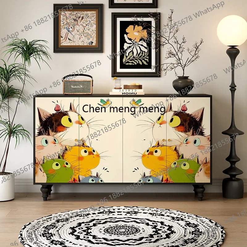 

New Chinese-style entrance cabinet painted solid wood dining side cabinet living room storage hotel storage cabinet