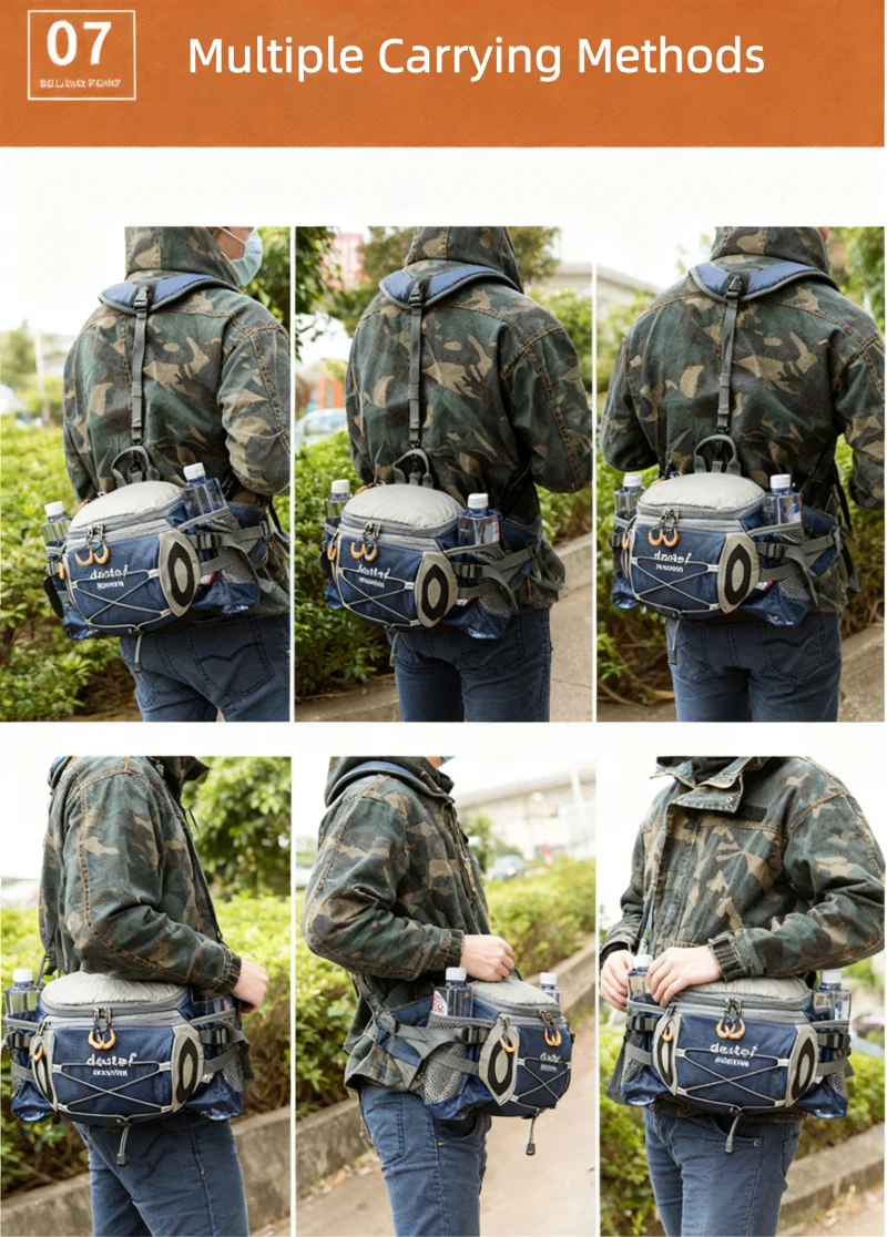 Camping Hüft- und Brusttasche Outdoor Nylon Schultertasche Crossbody Reise Fahrrad Laufen Handtaschen Klettern Herrentaschen – Detail 10
