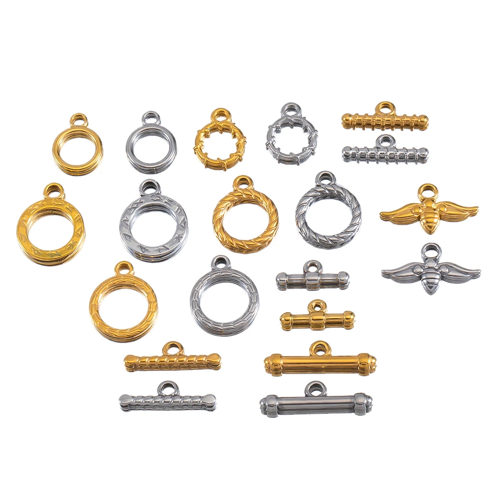 

3Sets No Fade Stainless Steel OT Toggle Clasp Hook Circle Ring Connectors for DIY Jewelry Making Necklaces Bracelet Accessories