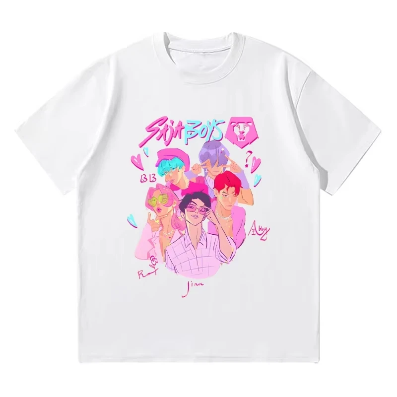 

2025 Fashion Printed Short Sleeve Cotton T-Shirt Loose Fashion Comfortable Men's and Women's Autumn and Winter Innerwear Korea