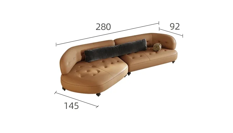 French retro first-floor cowhide sofa small apartment living room special-shaped original three-seater imported leather