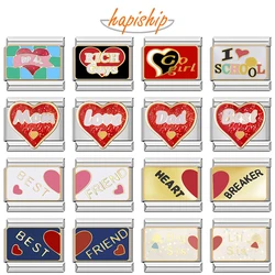 Hapiship 2025 Women Romantic Heart Love Best Friend Italian Charms Fit 9mm Stainless Steel Bracelet Wholesale Jewelry ZH023