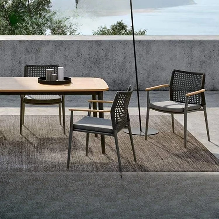 

Outdoor Furniture Garden Table And Chair Patio Durable Aluminum Woven Rope Outdoor Chairs