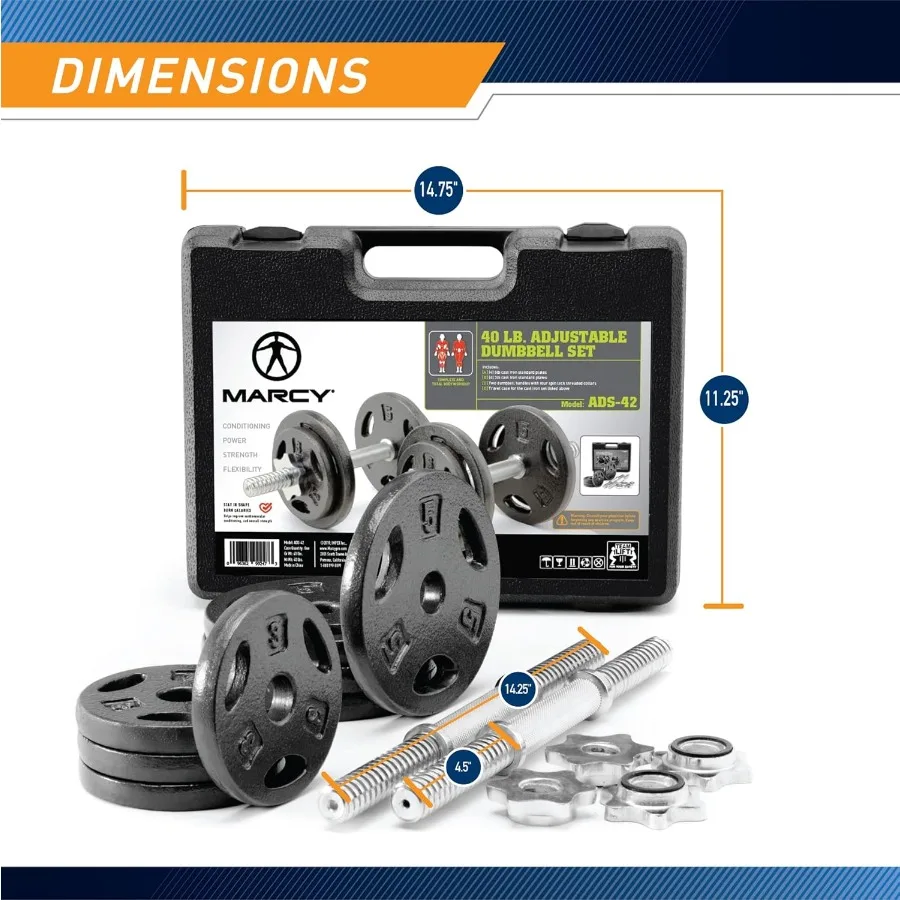 مجموعة دمبل قابلة للتعديل بوزن 40 رطلًا مع أطواق للمنزل وصالة الألعاب الرياضية وكمال الأجسام وتدريبات الوزن وتصميم مدمج لـ Effi #2