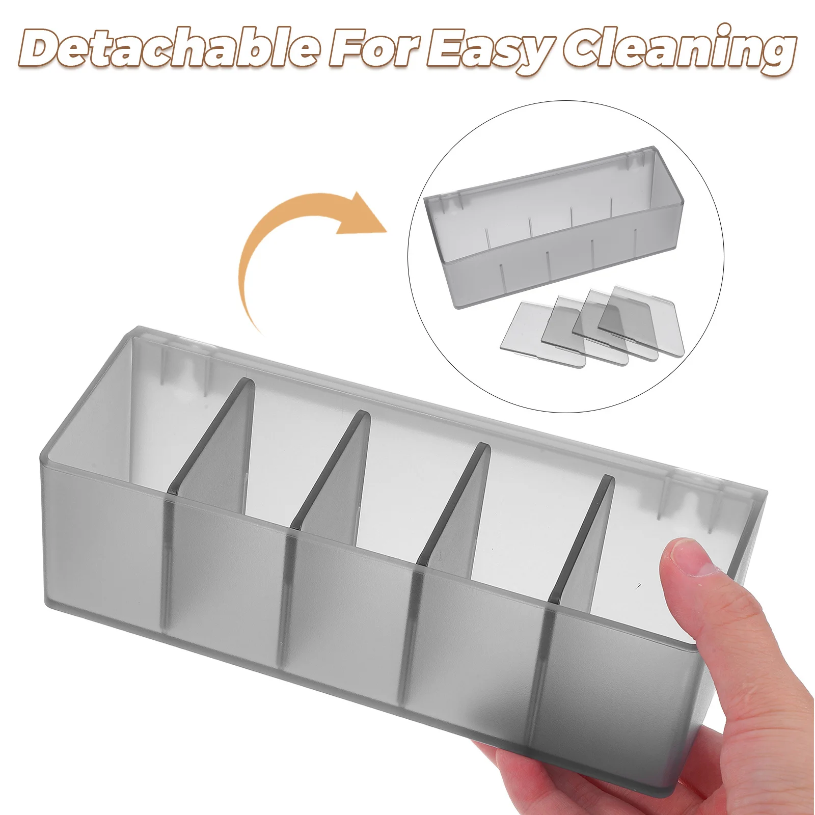 Organizador de maquiagem acrílico destacável, 5 compartimentos, caixa de armazenamento transparente para banheiro, gaveta, suporte de caneta para mesa