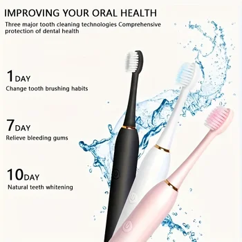 Electric Toothbrush Soft Bristles 6 Speed Automatic for Adults & Kids Universal Smart…