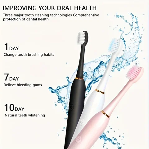 Electric Toothbrush Soft Bristles 6 Speed Automatic for Adults & Kids Universal…