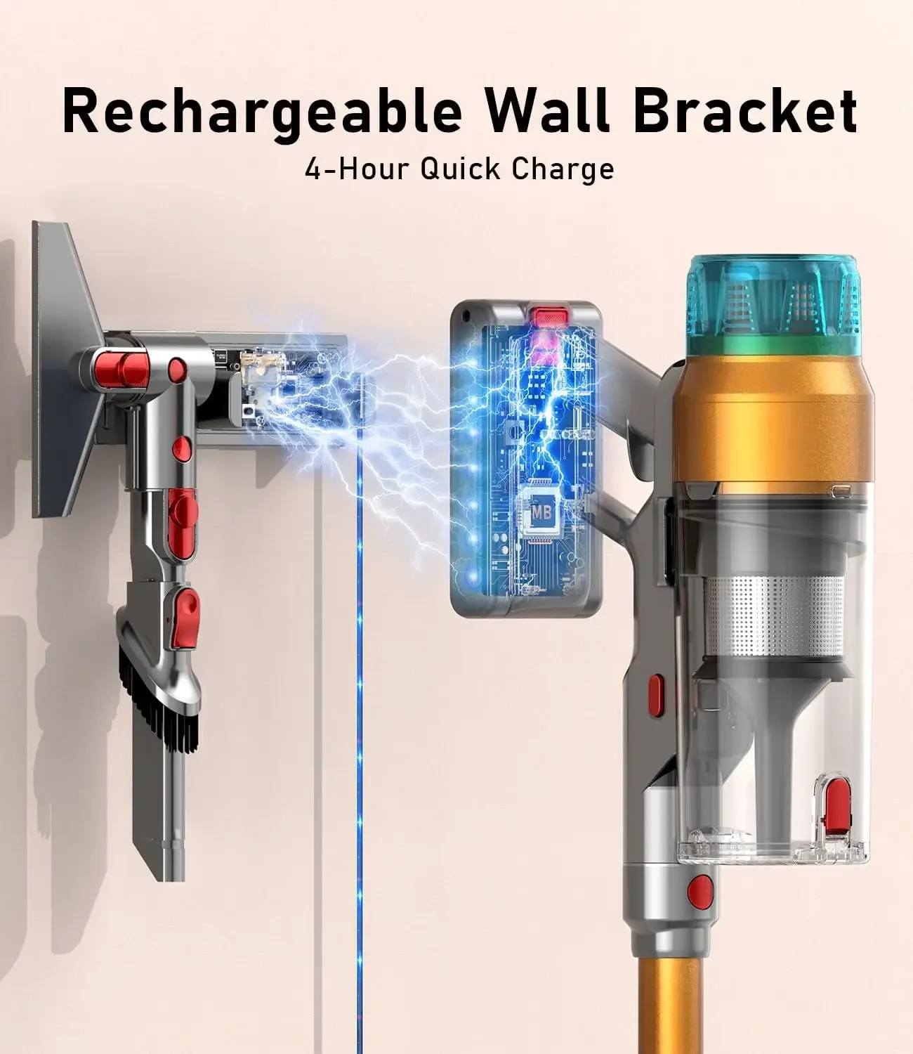 Vacuum Cleaner,500W Stick Vacuum,Up to 55Mins, Vacuum Cleaners for Home Rechargeable Wall Mount OLED Color Screen Anti-tangled V