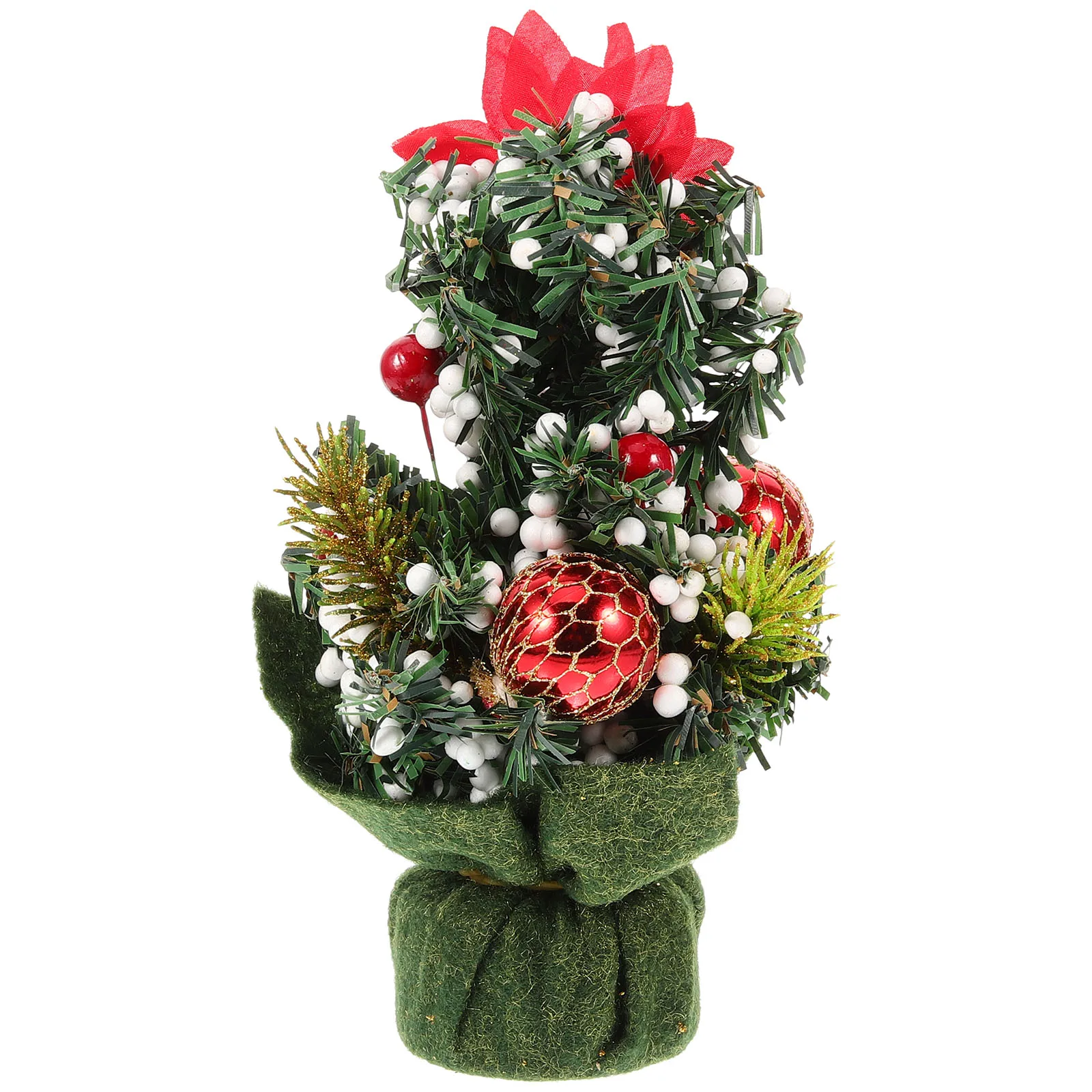 

Mini Christmas Tree Set Desktop Ornament Small Tabletop Pine Trees Decoration Ornaments Plastic for Home Cloth Holiday Office