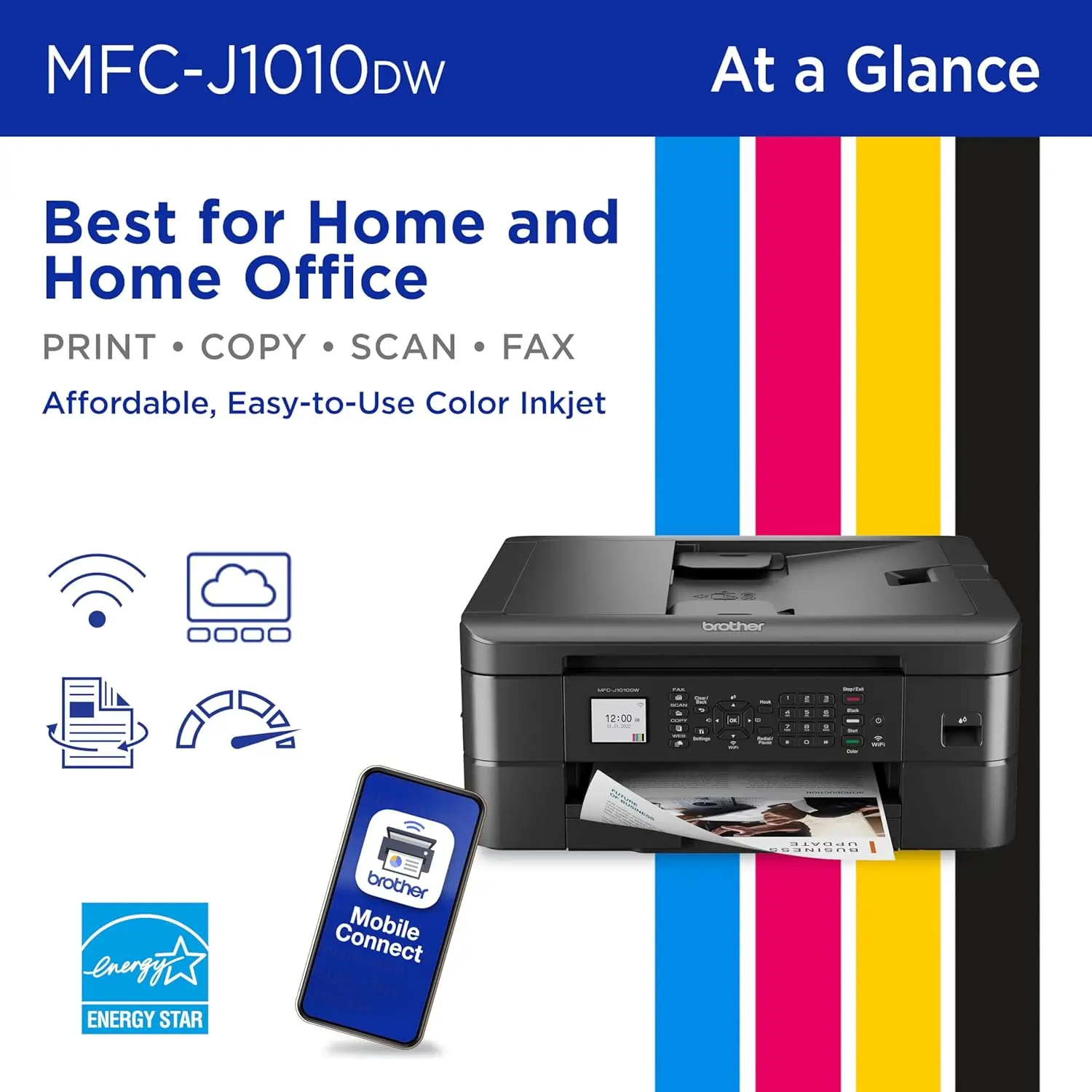 MFC-J1010DW Wireless Color Inkjet All-in-One Printer with Mobile Device and Duplex Printing, Refresh Subscription and Works image 2