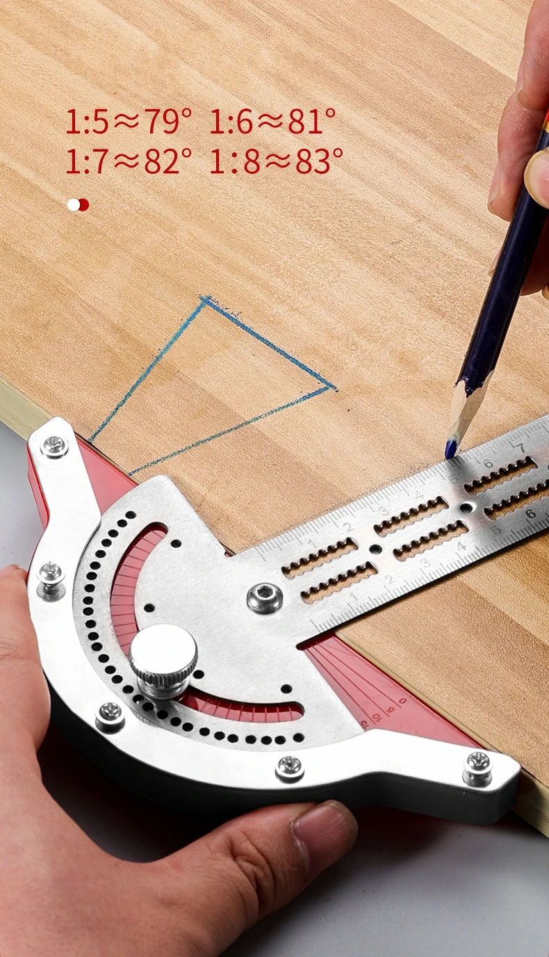 0-180 Grad Winkelmesser Holzarbeiter Kantenlineal Edelstahl Winkelmesser Winkelsucher Lineal Präzision Zimmermann Messwerkzeug