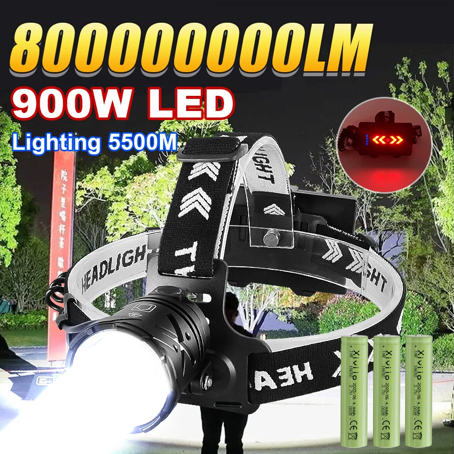 

Перезаряжаемый светодиодный налобный фонарь, супер яркий налобный фонарь, сигнальная лампа, масштабируемый фонарь для рыбалки, 3 режима, уличный налобный фонарик для кемпинга
