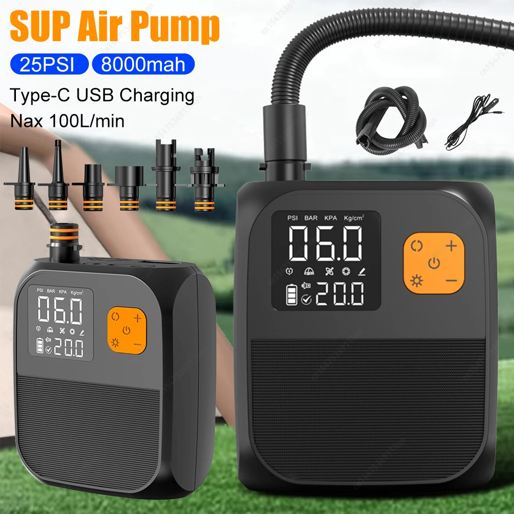 

SUP Air Pump Rechargeable SUP Pump Portable Electric Pump for Inflatable Stand Up Paddle Board Kayaks Boats
