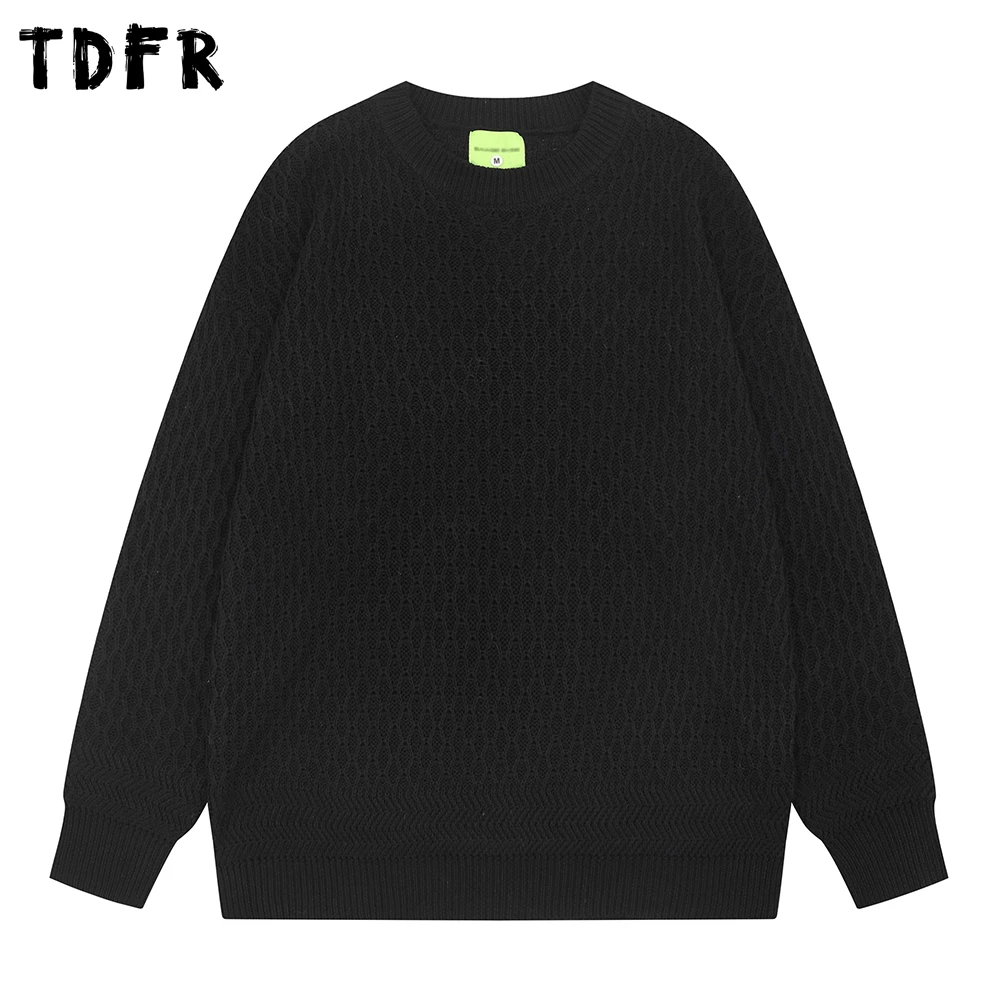 

Solid Color Knitted Sweater Mens Autumn Winter Casual Simple Loose Crew Neck Long Sleeve Pullover Man