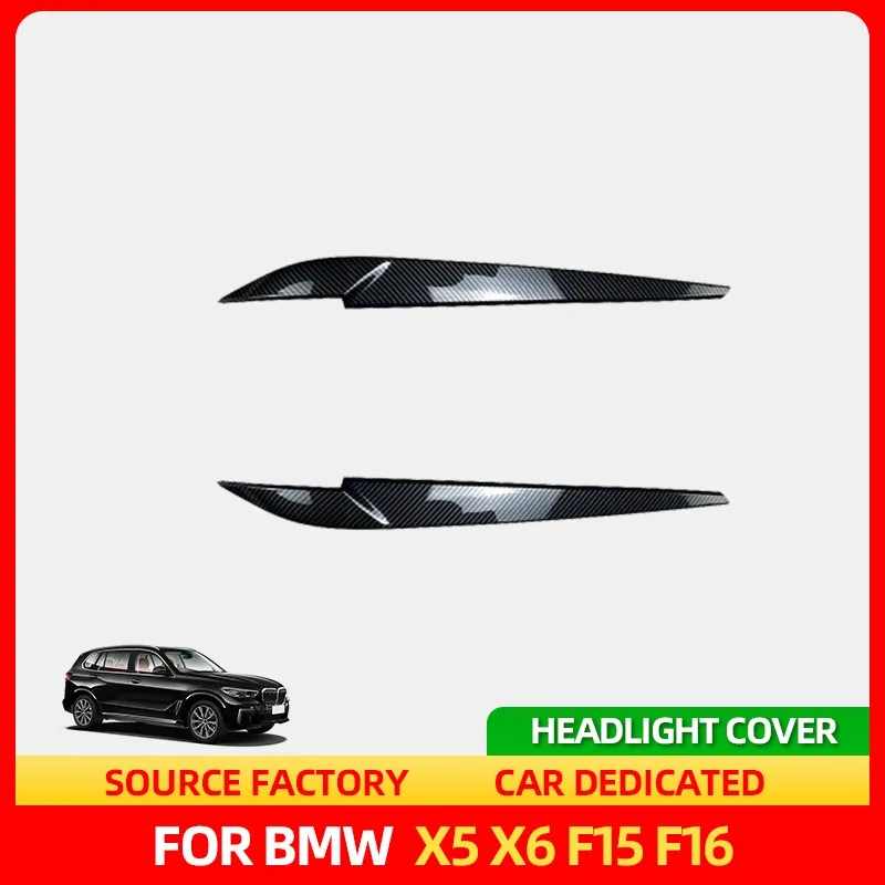 ホット2個入り-車用ヘッドライトランプ-アイブロウカバー-トリムステッカー-x5-x6-f15-f16-2014-2018-グロスブラック-カーアイリッド-lシートクッション