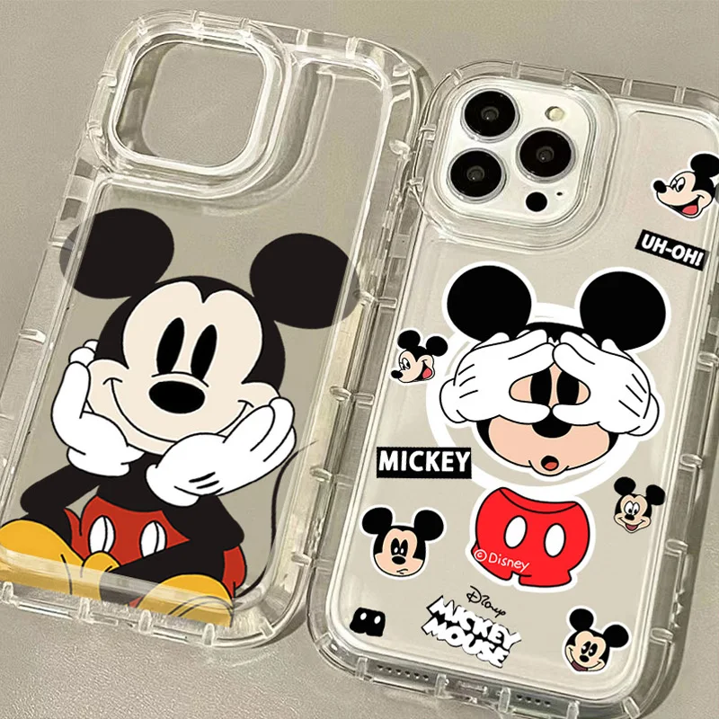 Cartoon Disney Mickey Mouse Case for Samsung Galaxy S24 Ultra S23 S22 S21 FE S20 Plus Note 20 10 Pro A34 A54 A33 A53 Clear Cover