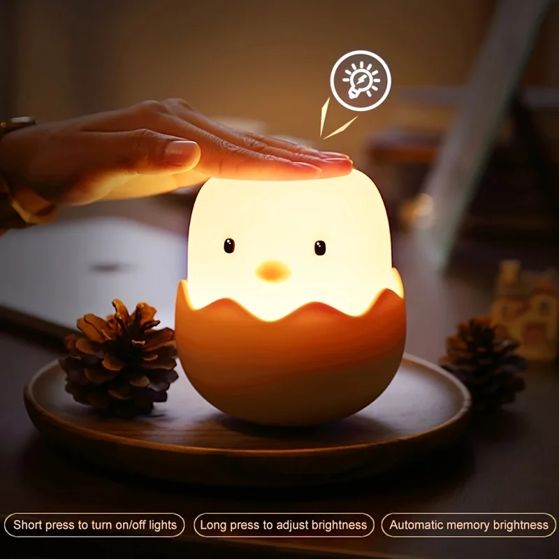 Animal Night Light Led Creative Silicone Eggshell Chicken Night Light Beside Silicone Pat Night Lamp