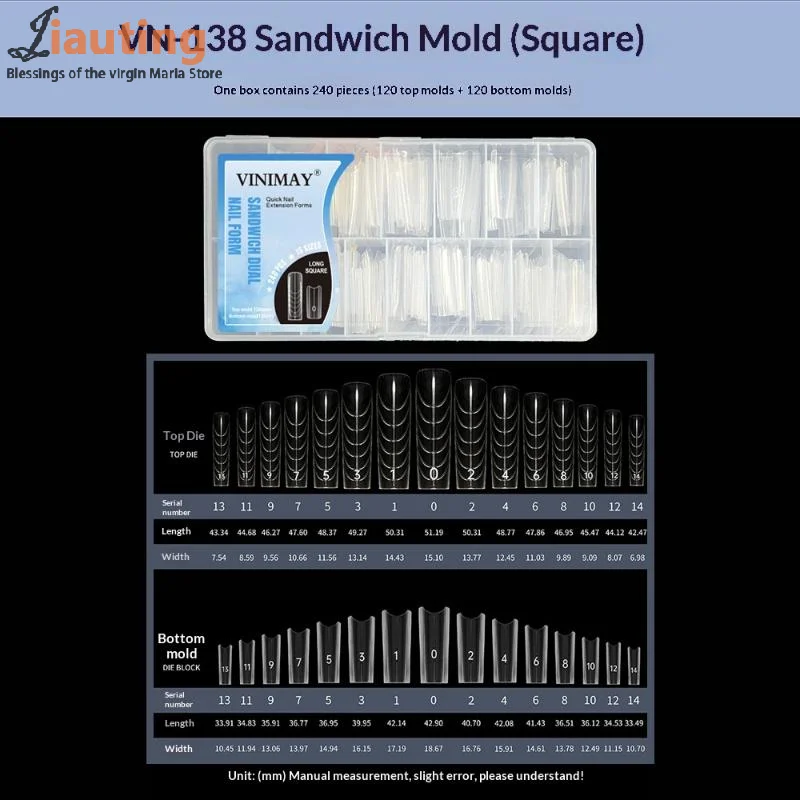 240 قطعة ساندويتش أشكال أظافر مزدوجة 15 حجم ملحقات-شكال مزدوجة قالب سفلي طويل نعش اللوز مسمار الفن أشكال مانيكير أداة #1