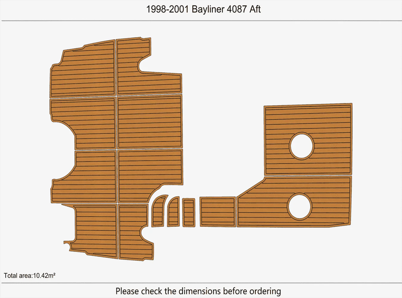 

1998-2001 Bayliner 4087 Aft Cockpit Swim platform 1/4" 6mm EVA Teak deck floor